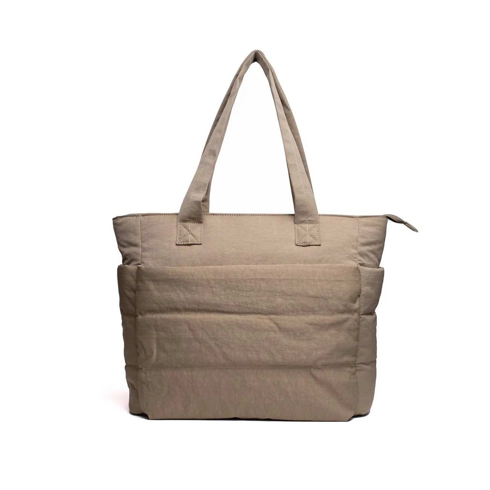 Beige Quilted Tote Bag - Women Bags Totes